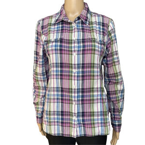 Tommy Hilfiger Blue and Pink Button Down Plaid Shirt Size Medium